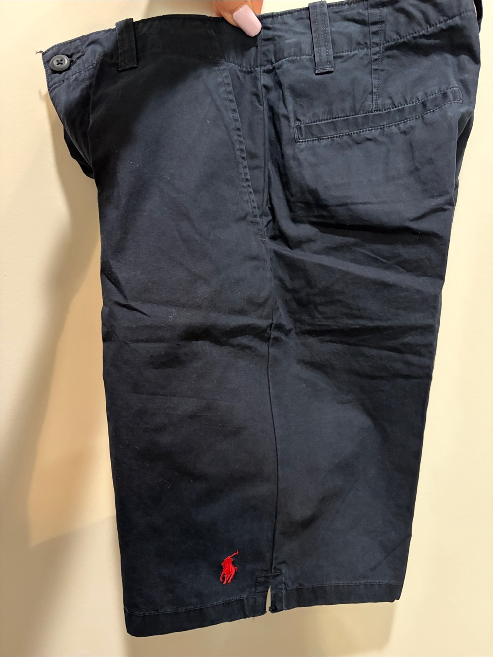 Ralph Lauren Navy Chino Shorts with Red Polo Embroidery